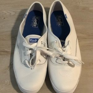 Faux leather white Keds